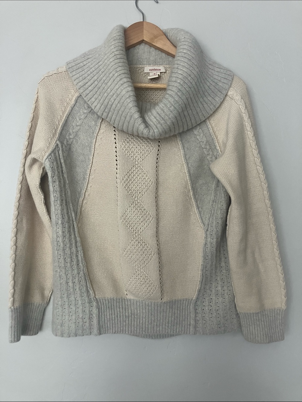 Sundance Cream Knit Cowl-Neck Sweater